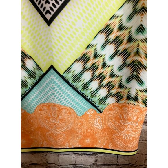 Melissa Paige Dress Womens Medium Sheath Pastel Mixed Print High Neck Stretch - Picture 10 of 16